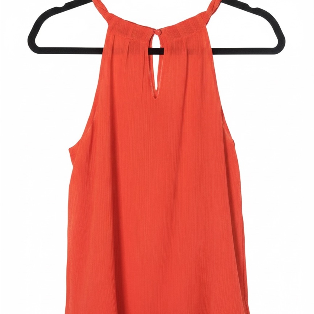 a.n.a A New Approach Red Chiffon Sleeveless Blouse Braided Strap Pleated S